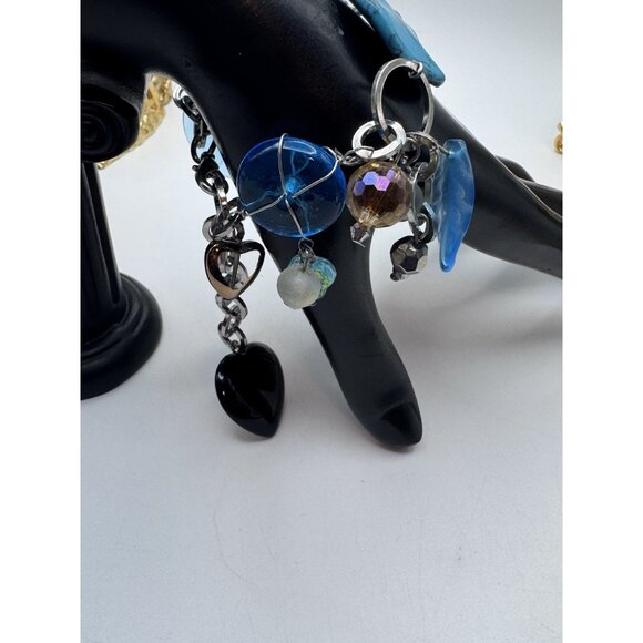 BLUE FOIL GLASS Beads Bracelet Whit Mix Materials And Silver Tone - Picture 9 of 9